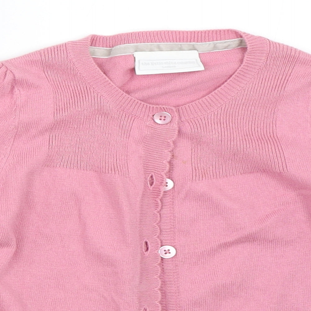 The Little White Company Girls Pink   Cardigan Jumper Size 5-6 Years