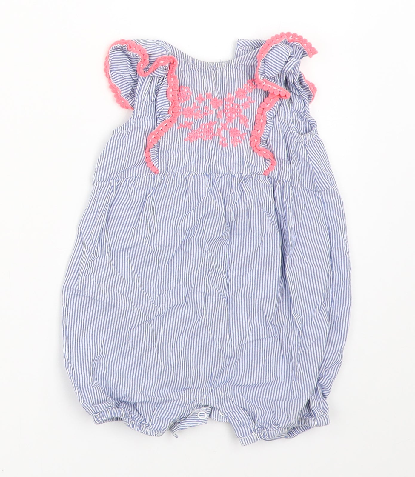 George Girls Blue Striped  Romper One-Piece Size 6-9 Months