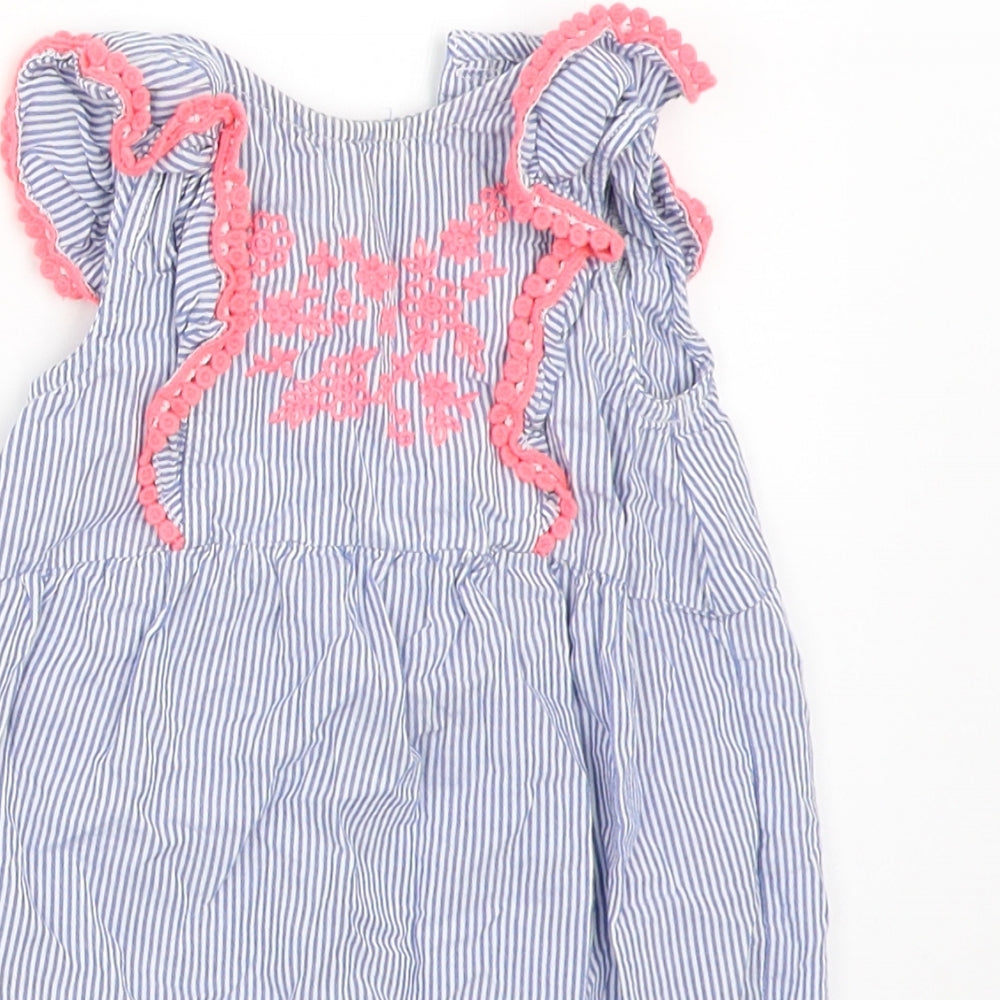 George Girls Blue Striped  Romper One-Piece Size 6-9 Months