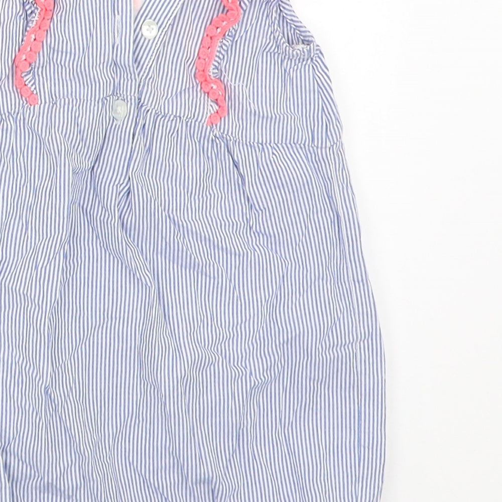 George Girls Blue Striped  Romper One-Piece Size 6-9 Months