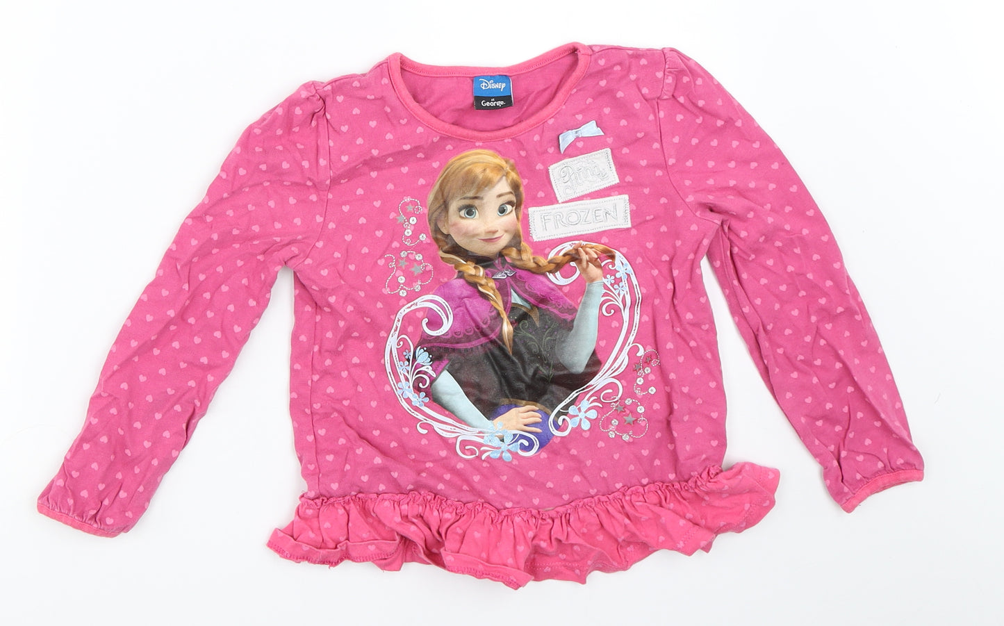 George Girls Pink   Basic T-Shirt Size 5-6 Years  - frozen