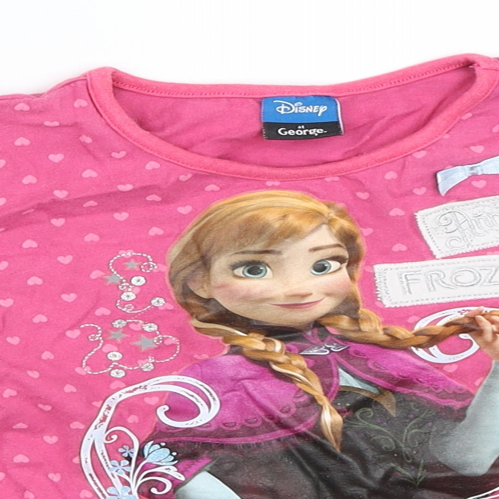 George Girls Pink   Basic T-Shirt Size 5-6 Years  - frozen