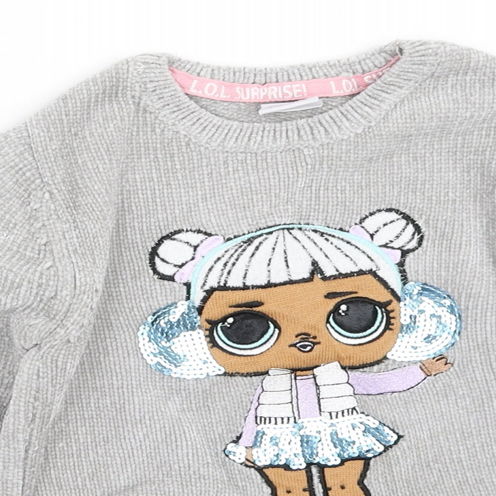 Primark Girls Grey   Pullover Jumper Size 6-7 Years  - LOL Surprise!