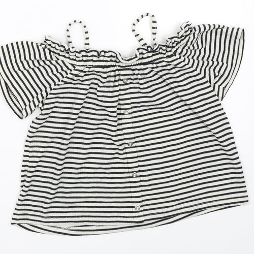 NEXT Girls Ivory Striped  Basic Blouse Size 6 Years