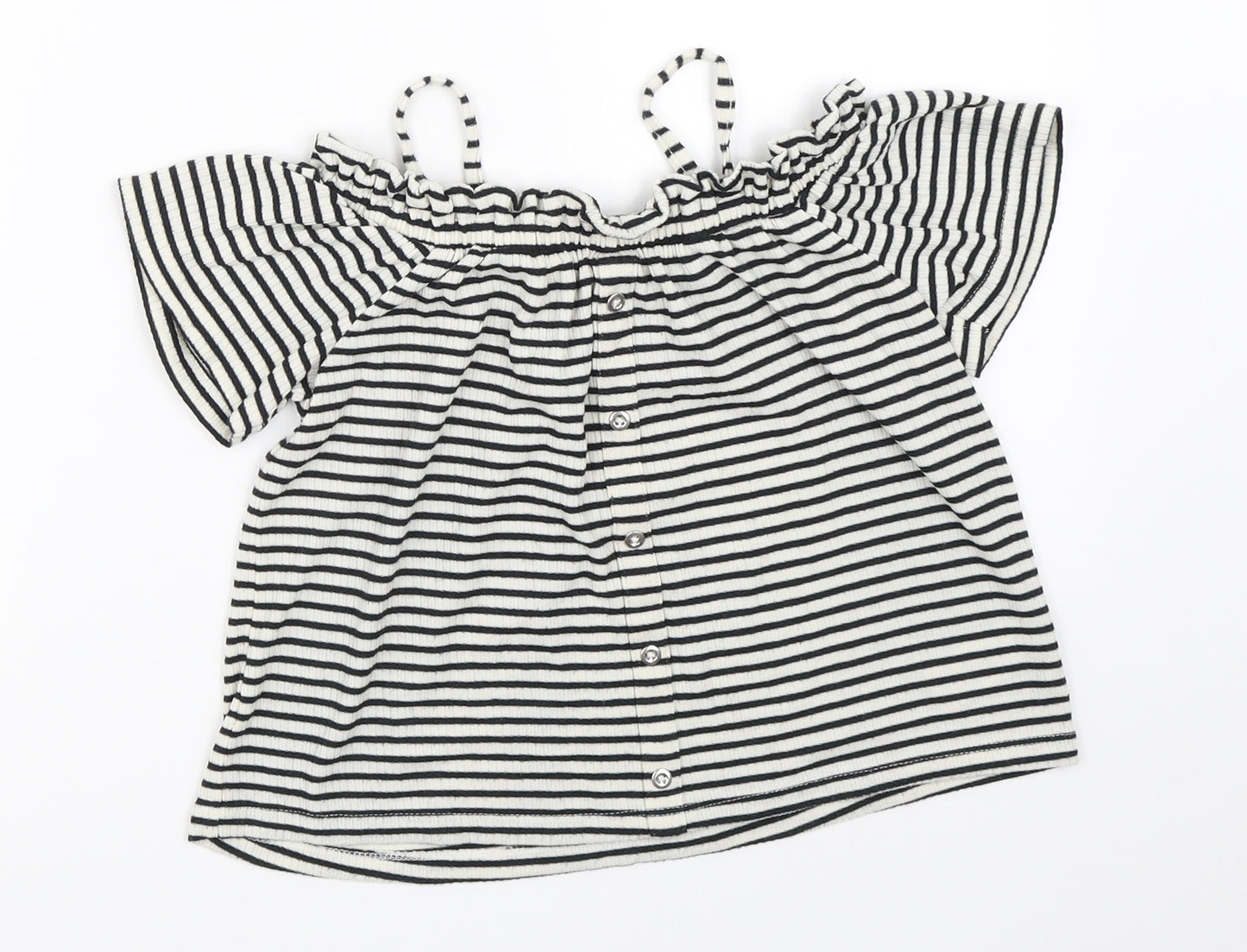 NEXT Girls Ivory Striped  Basic Blouse Size 6 Years