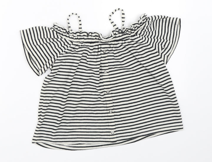 NEXT Girls Ivory Striped  Basic Blouse Size 6 Years