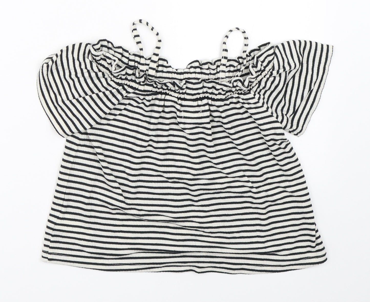 NEXT Girls Ivory Striped  Basic Blouse Size 6 Years