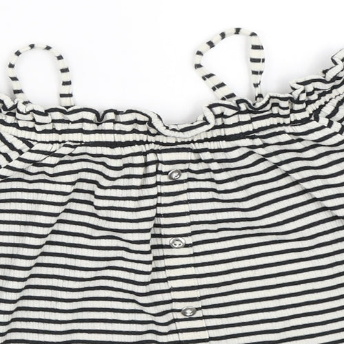 NEXT Girls Ivory Striped  Basic Blouse Size 6 Years