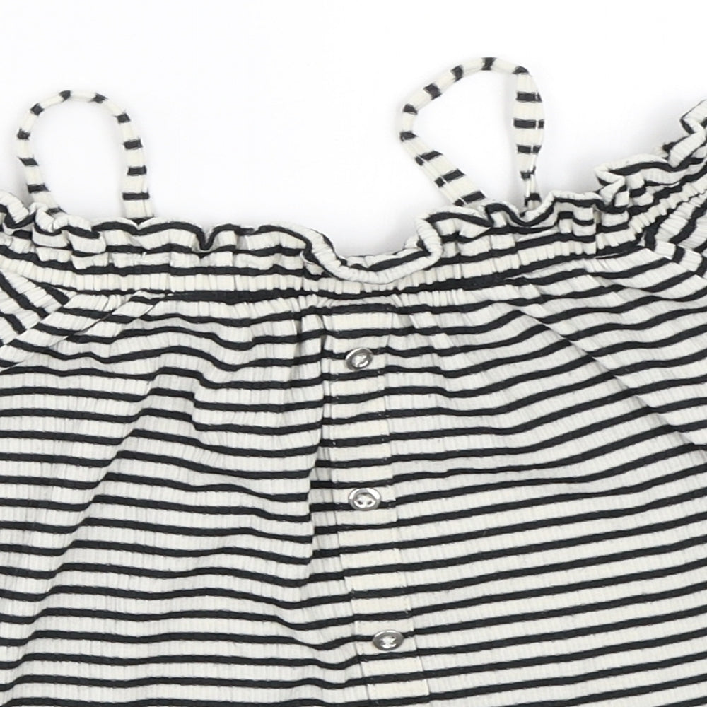 NEXT Girls Ivory Striped  Basic Blouse Size 6 Years