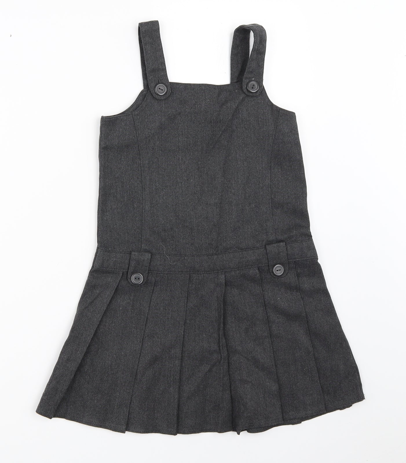 Matalan Girls Grey   Pinafore/Dungaree Dress  Size 6 Years  - school dress