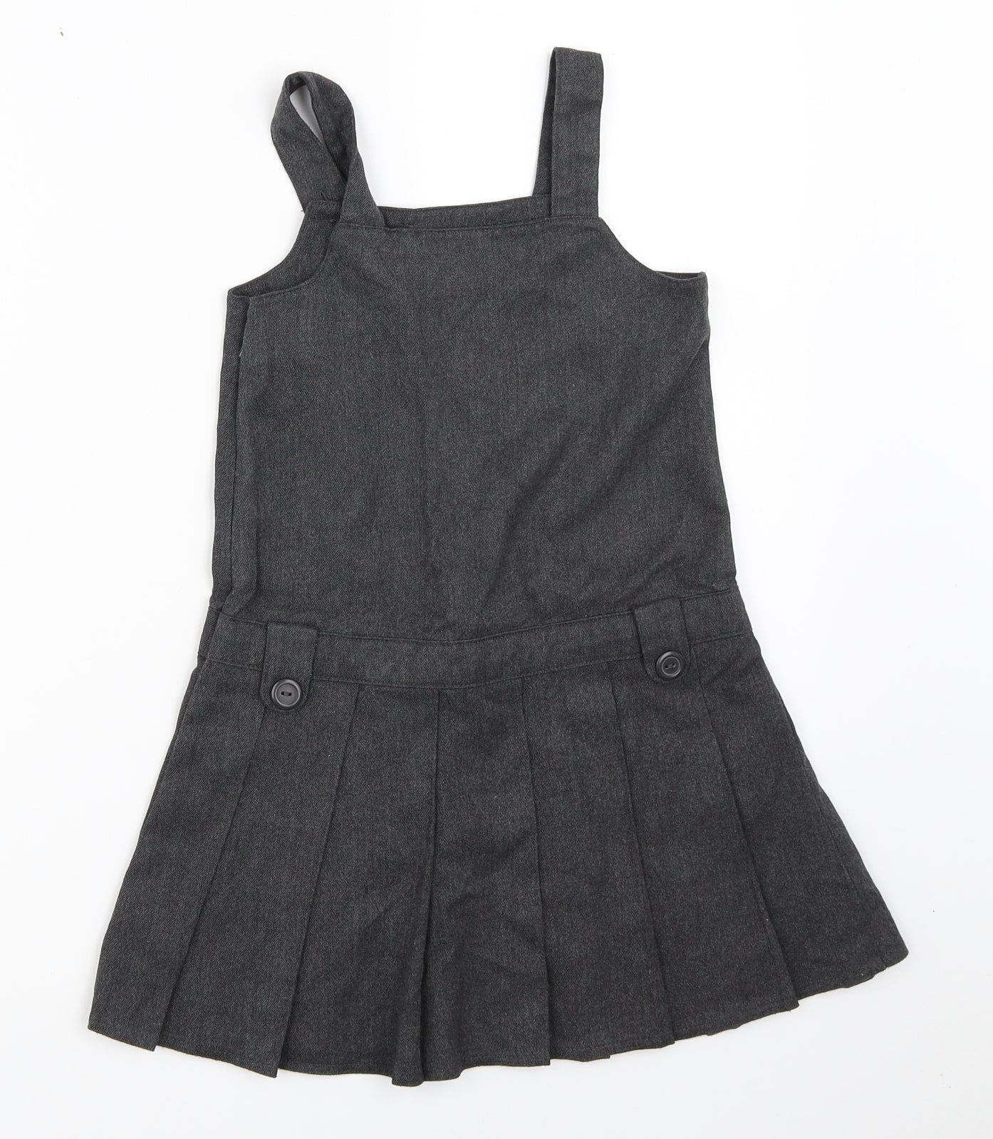 Matalan Girls Grey   Pinafore/Dungaree Dress  Size 6 Years  - school dress