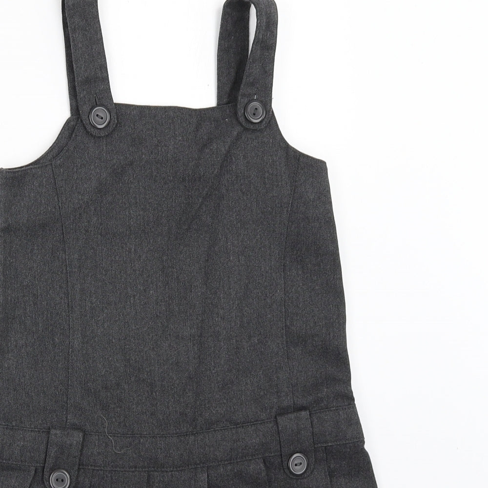 Matalan Girls Grey   Pinafore/Dungaree Dress  Size 6 Years  - school dress