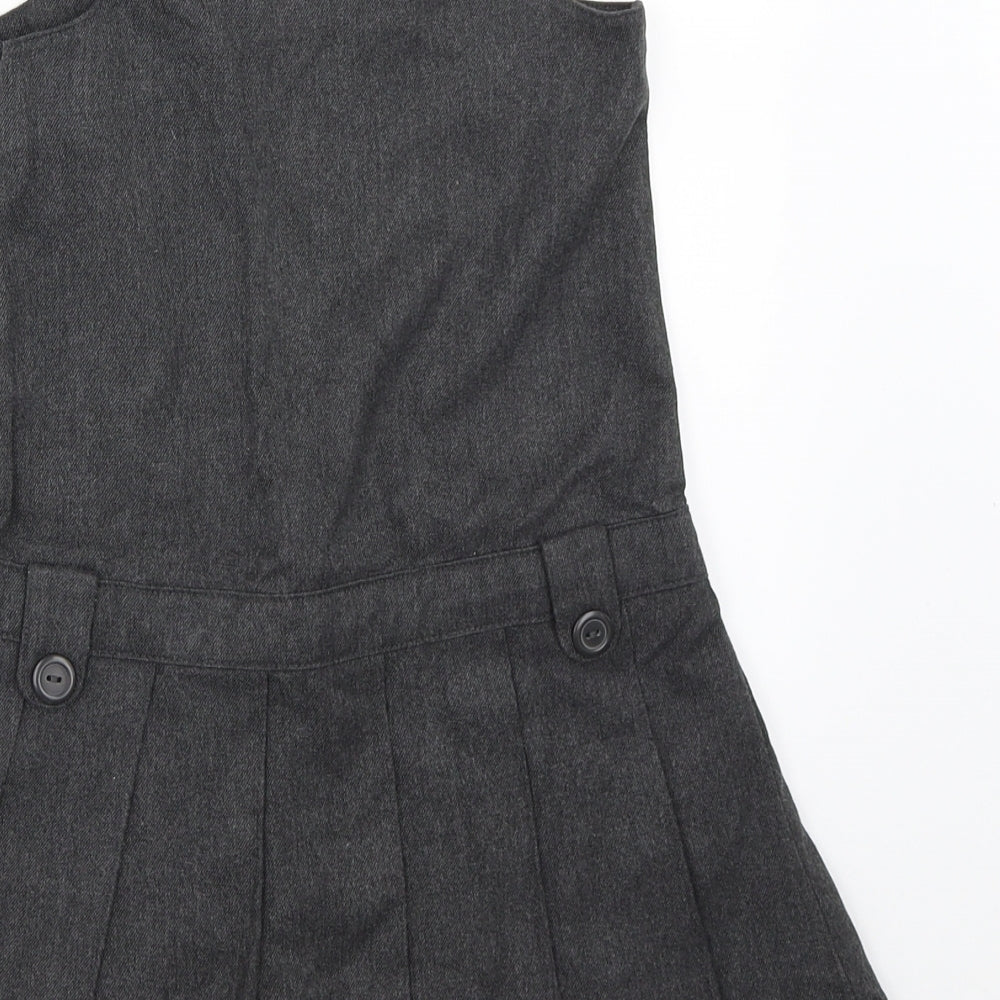 Matalan Girls Grey   Pinafore/Dungaree Dress  Size 6 Years  - school dress