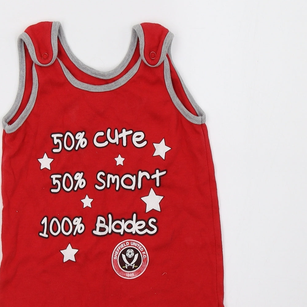 Preworn Boys Red   Babygrow One-Piece Size 12-18 Months