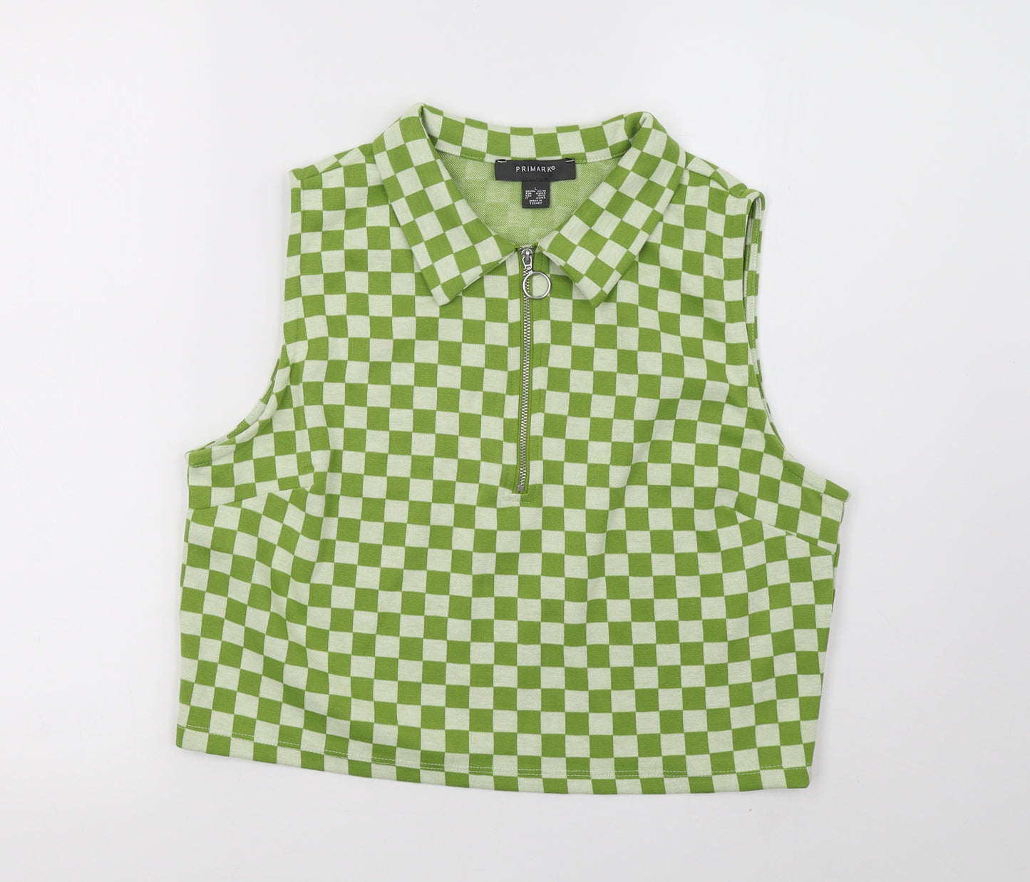 Primark Womens Green Check  Cropped Tank Size 16