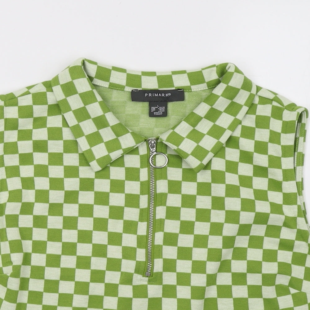 Primark Womens Green Check  Cropped Tank Size 16