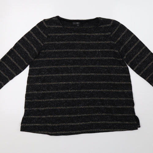 NEXT Womens Black Striped  Pullover Sweatshirt Size 14