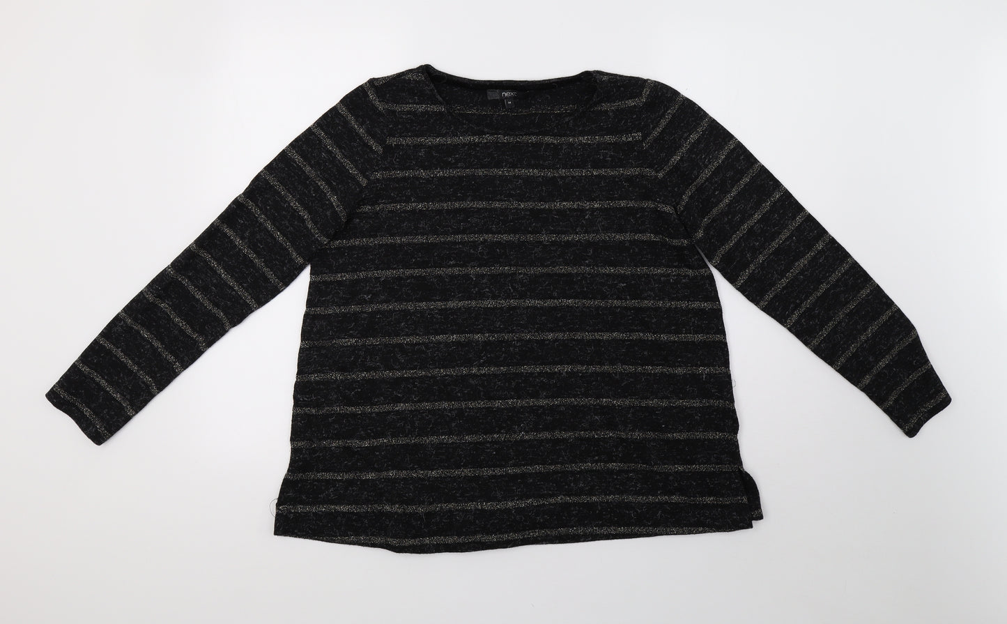 NEXT Womens Black Striped  Pullover Sweatshirt Size 14
