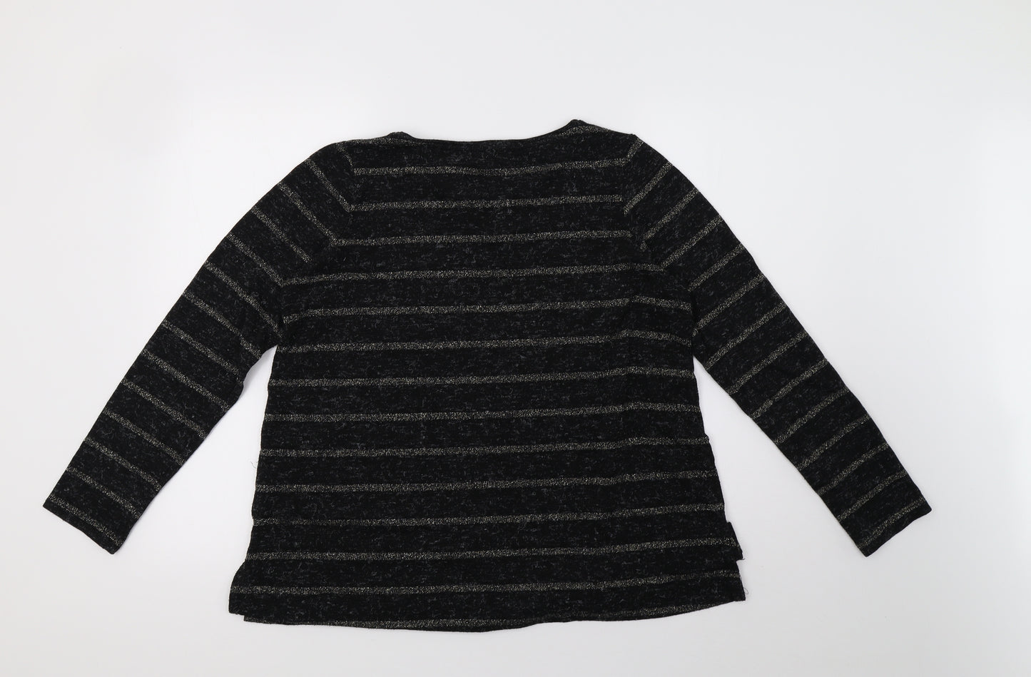 NEXT Womens Black Striped  Pullover Sweatshirt Size 14