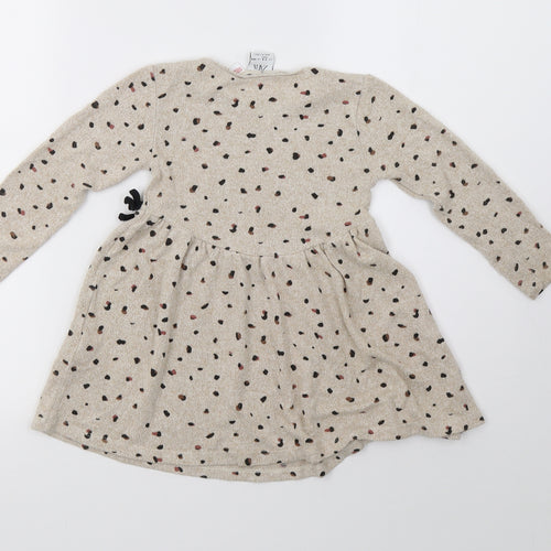 Zara Girls Beige Polka Dot  A-Line  Size 3-4 Years