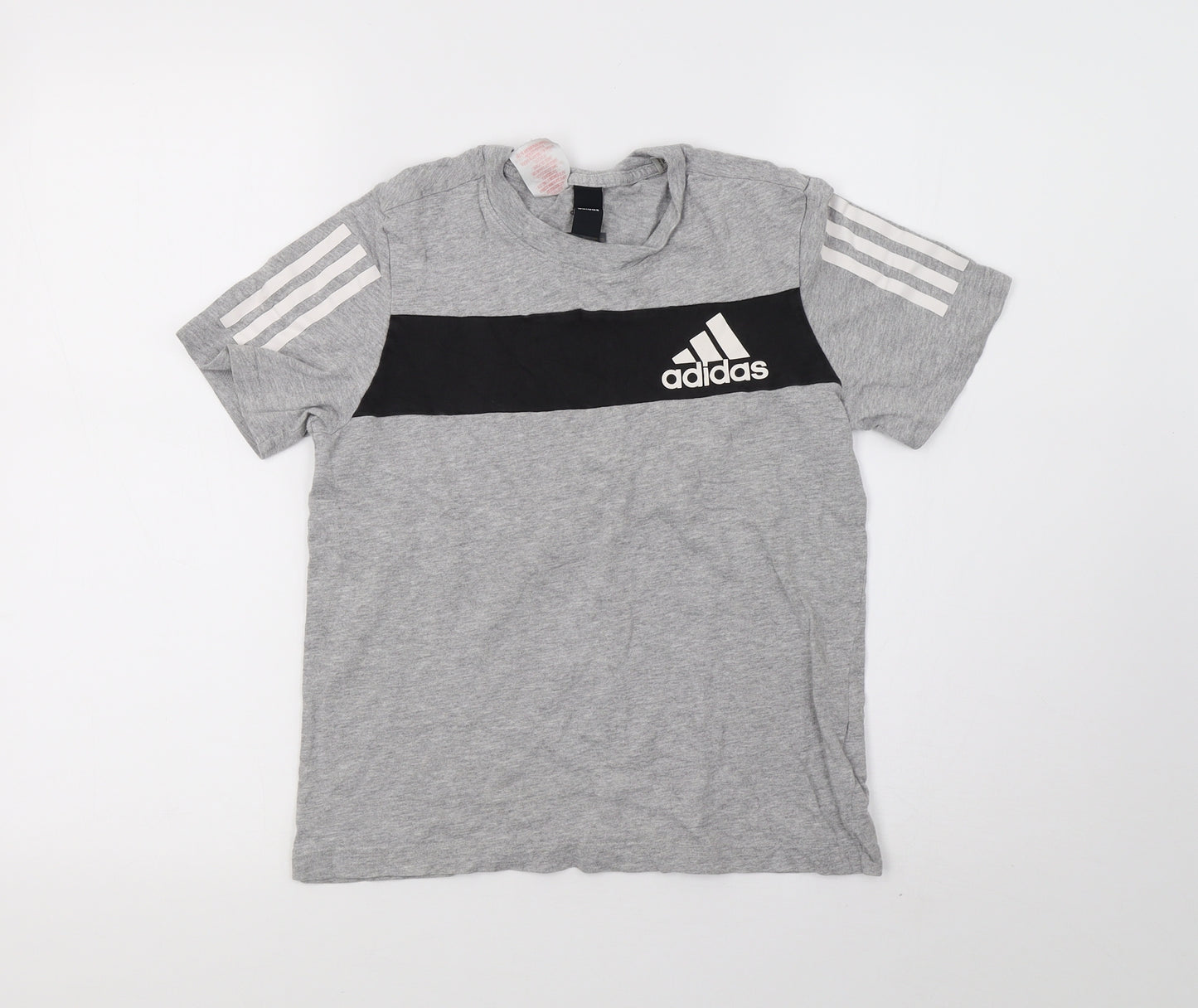 adidas Boys Grey Striped  Basic T-Shirt Size 11-12 Years
