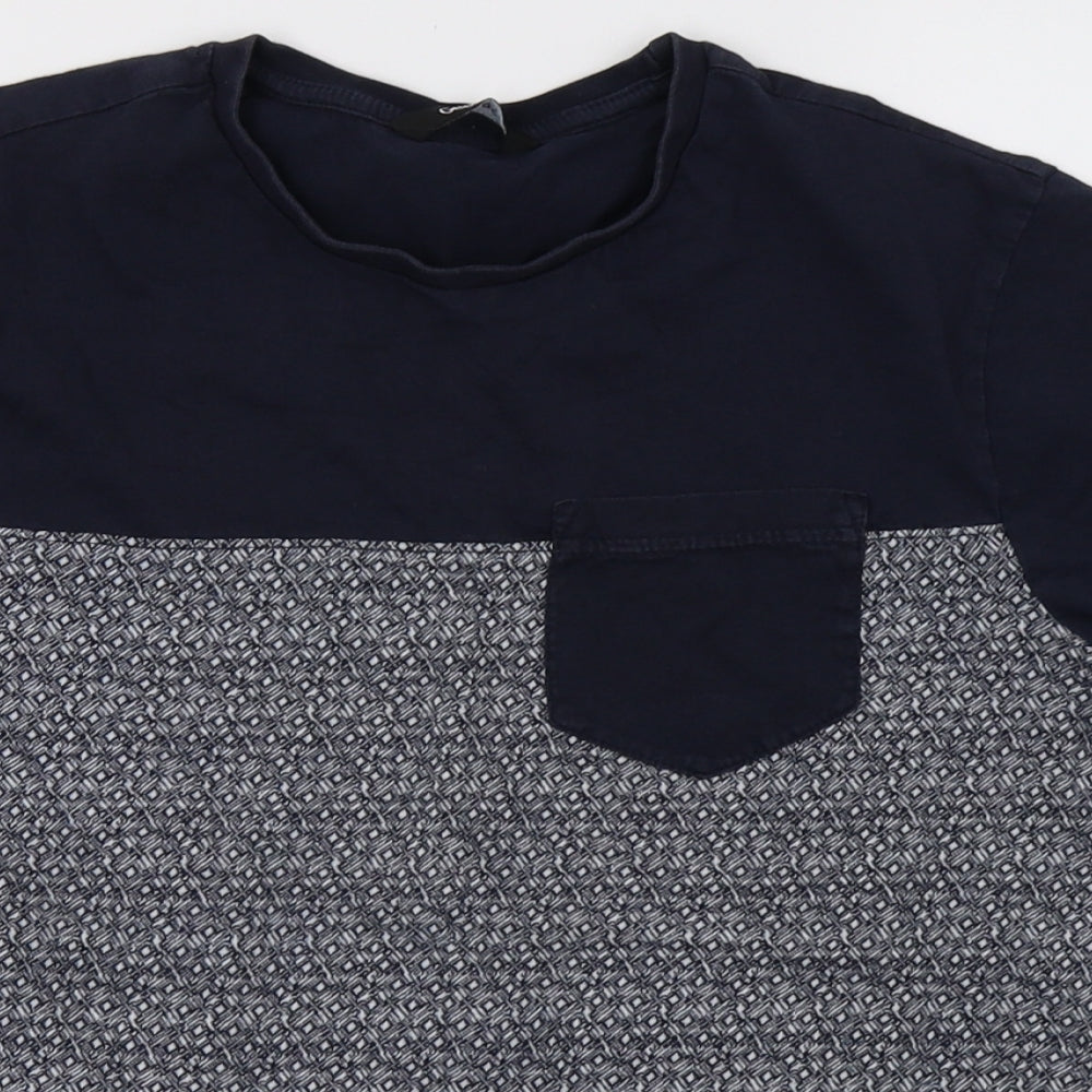 George Boys Blue Geometric  Basic T-Shirt Size 12-13 Years