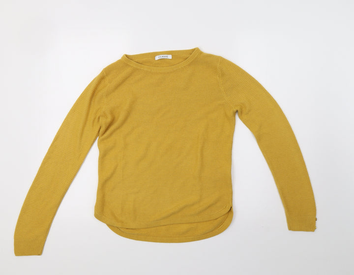 Classic Womens Yellow Knit Pullover Sweatshirt Size 8