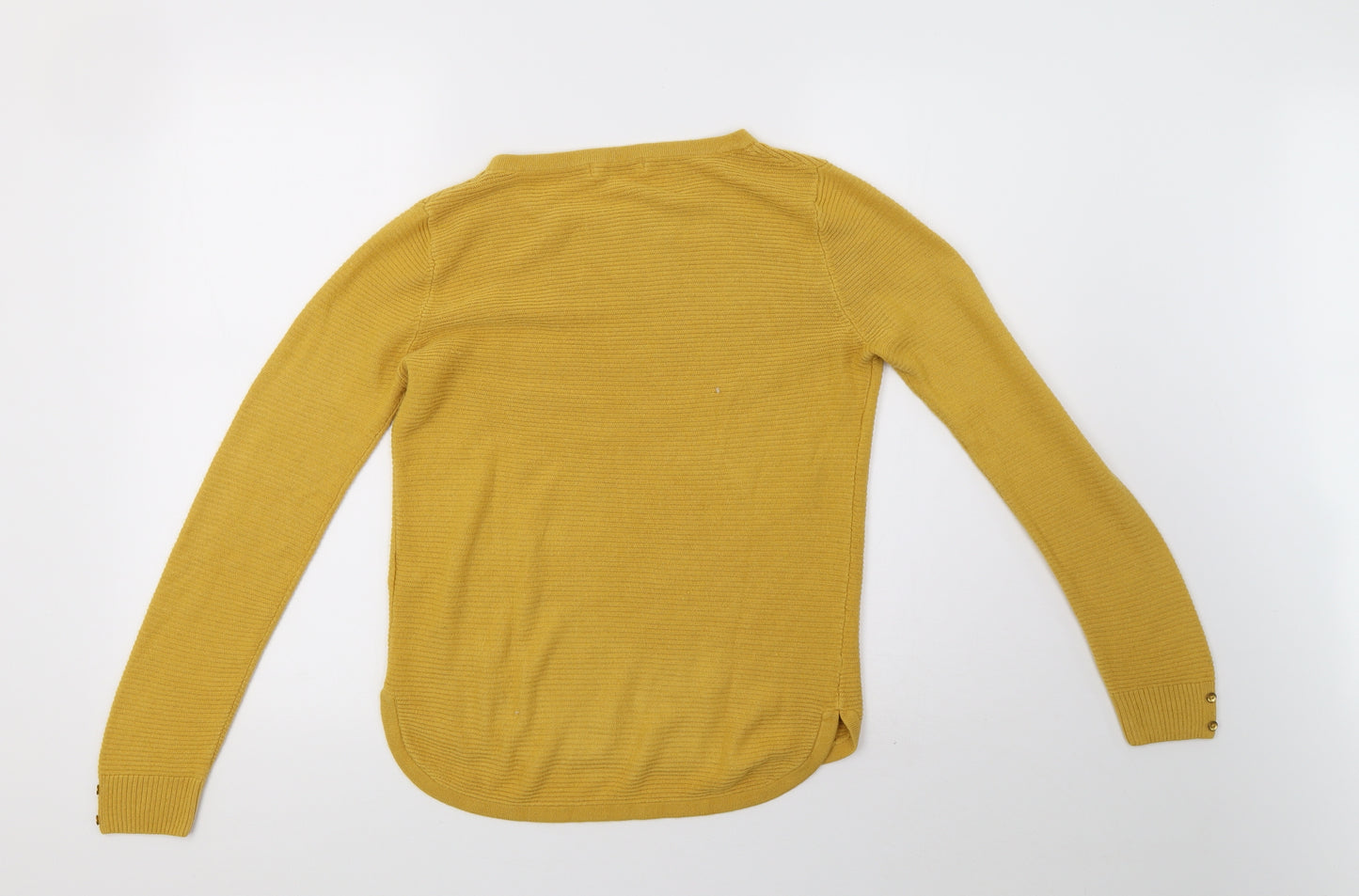 Classic Womens Yellow  Knit Pullover Sweatshirt Size 8