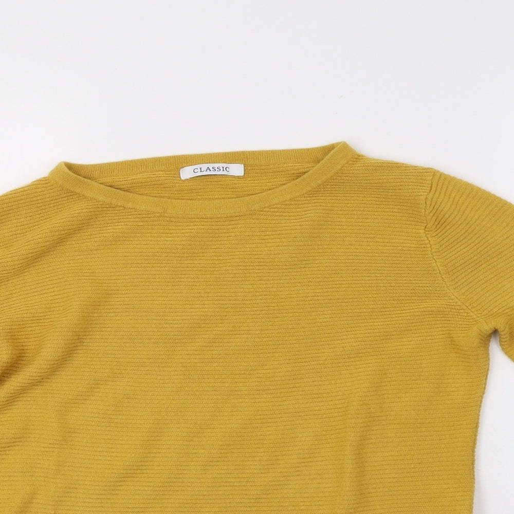 Classic Womens Yellow  Knit Pullover Sweatshirt Size 8