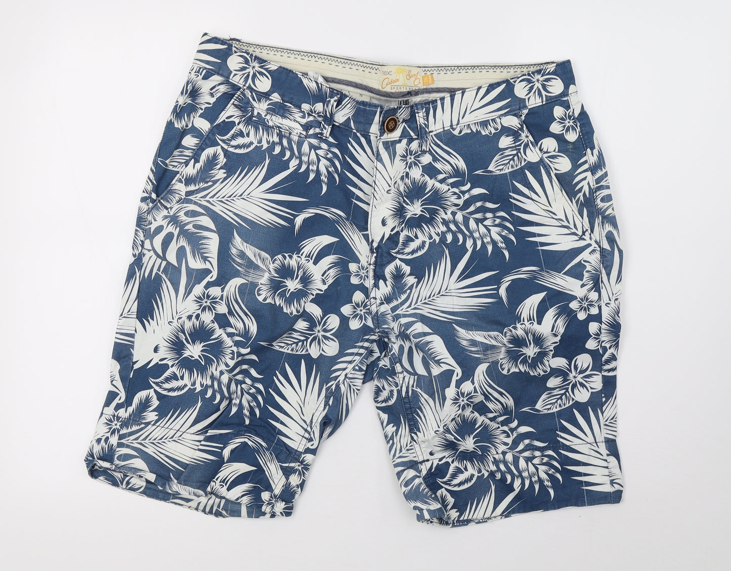 NEXT Mens Blue Camouflage Denim Sweat Shorts Size 36