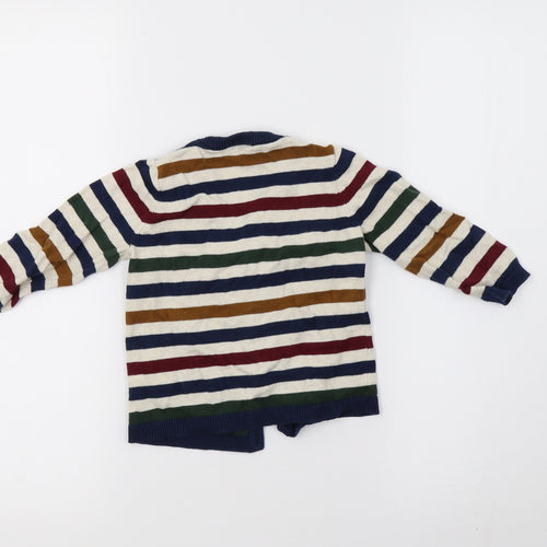 H&M Boys White Striped Knit Cardigan Jumper Size 9-12 Months