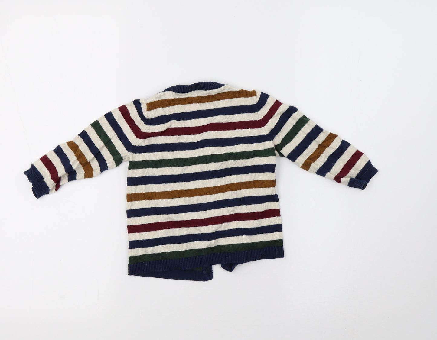 H&M Boys White Striped Knit Cardigan Jumper Size 9-12 Months
