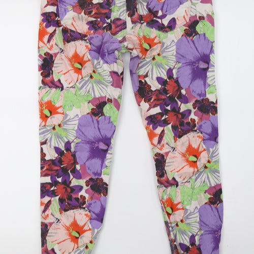 River Island Womens Multicoloured Floral Denim Skinny Jeans Size 12 L27 in