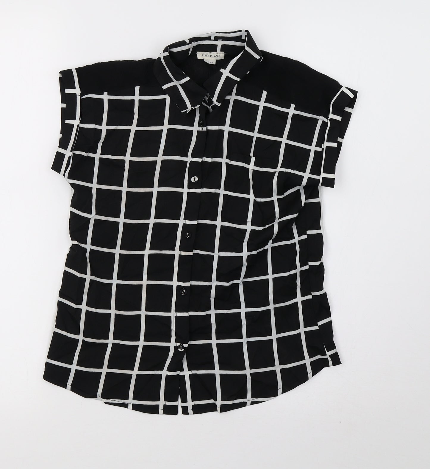 River Island Girls Black Check  Basic Button-Up Size 10 Years