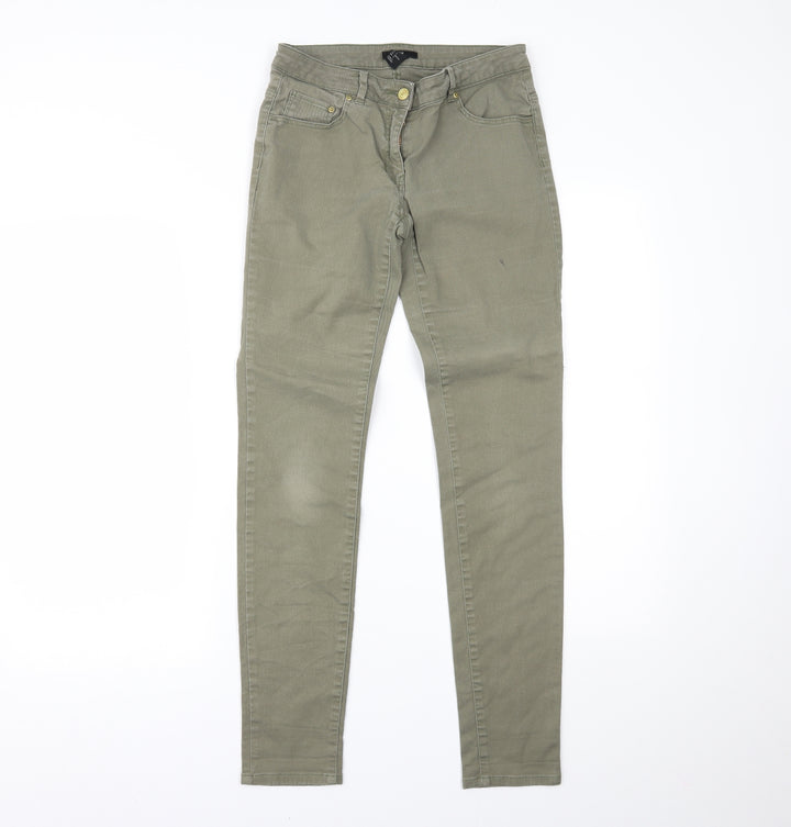 H&M Womens Green Denim Skinny Jeans Size 10 L28 in