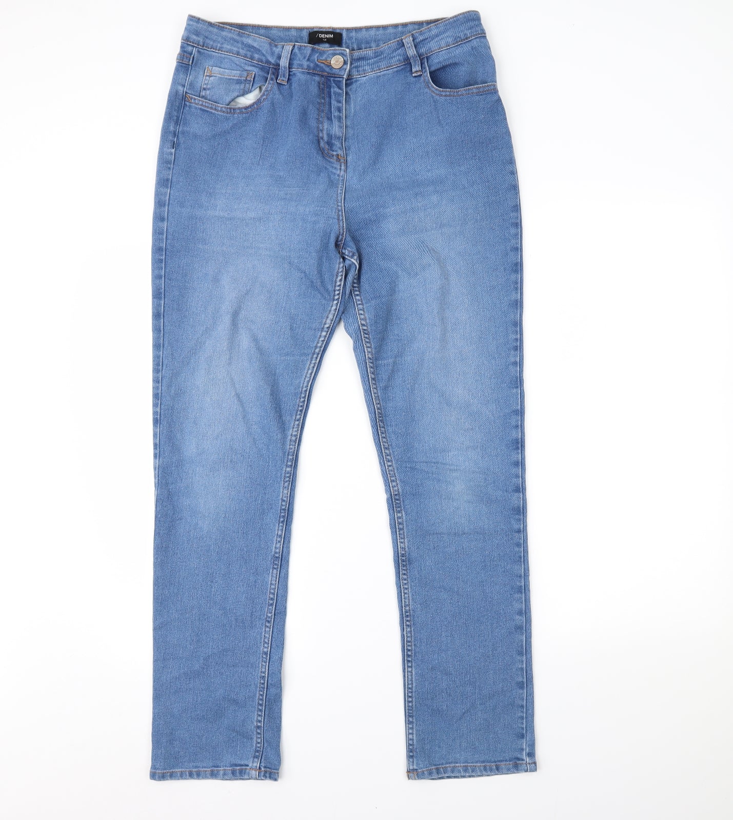 Matalan Womens Blue  Denim Straight Jeans Size 14 L27 in