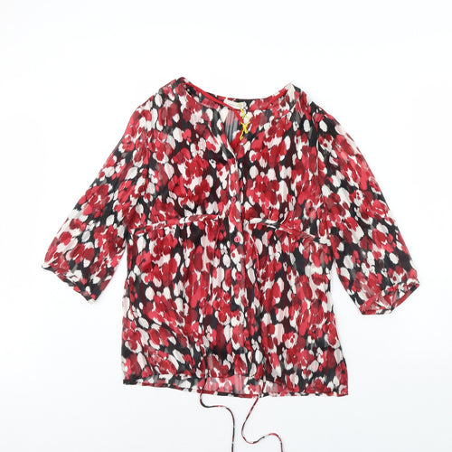 Minuet Womens Red Polka Dot  Basic Blouse Size 14