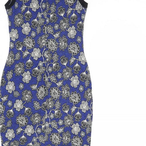 New Look Womens Blue Floral  Bodycon  Size 12