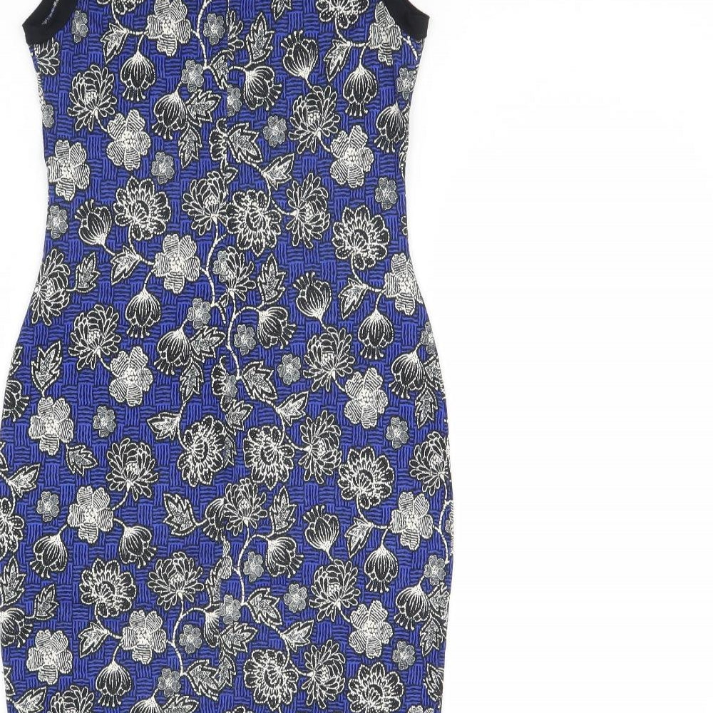 New Look Womens Blue Floral  Bodycon  Size 12