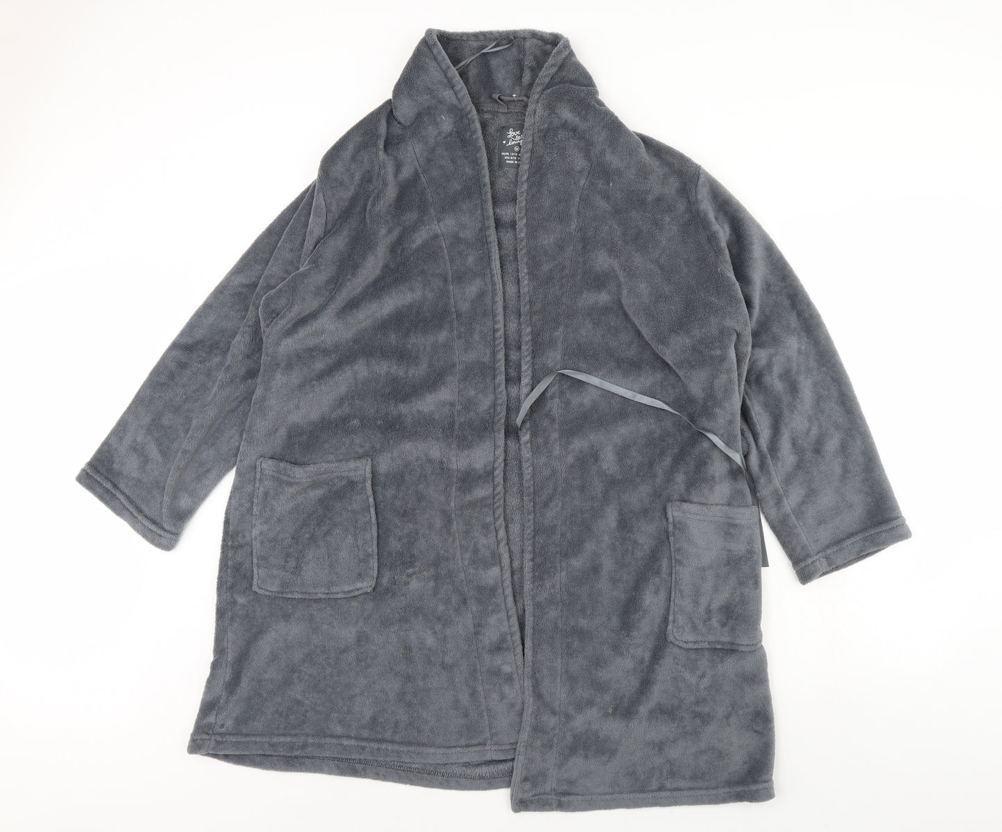 Love To Lounge Womens Grey Solid Fleece Babydoll Robe Size M