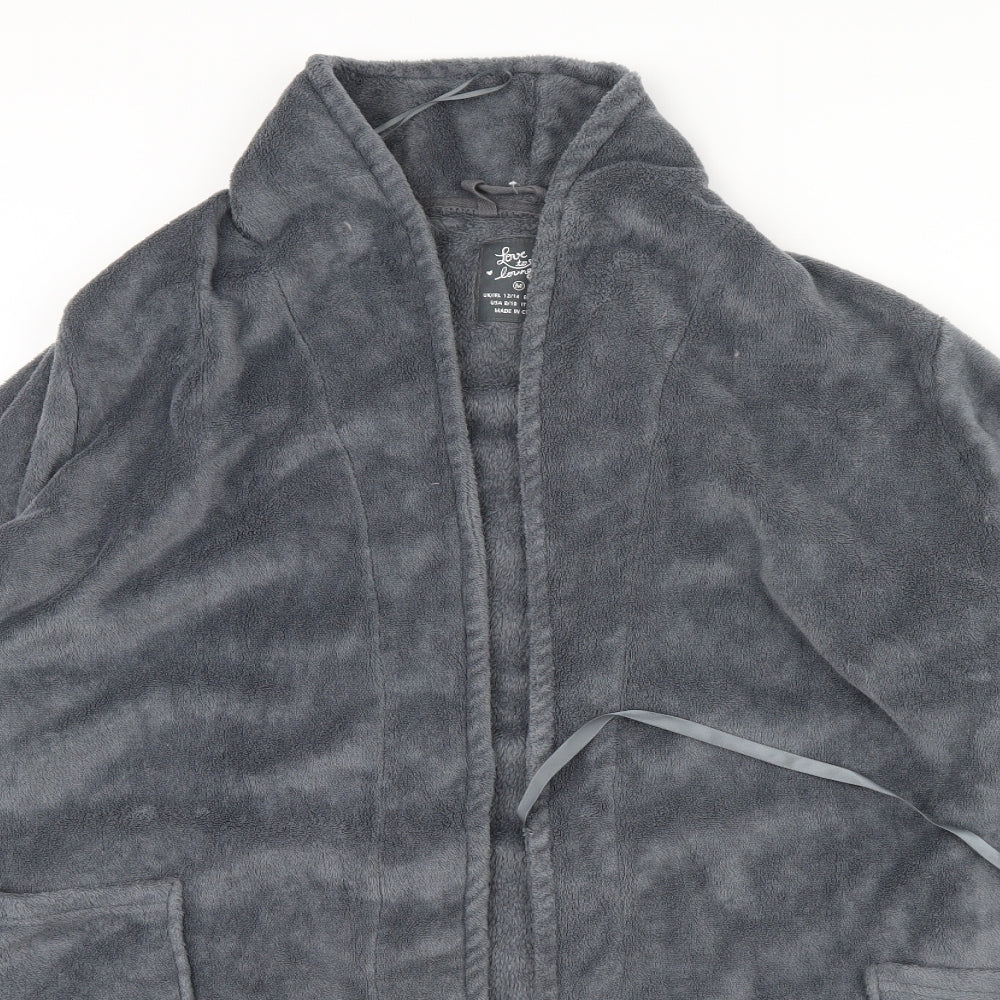 Love To Lounge Womens Grey Solid Fleece Babydoll Robe Size M