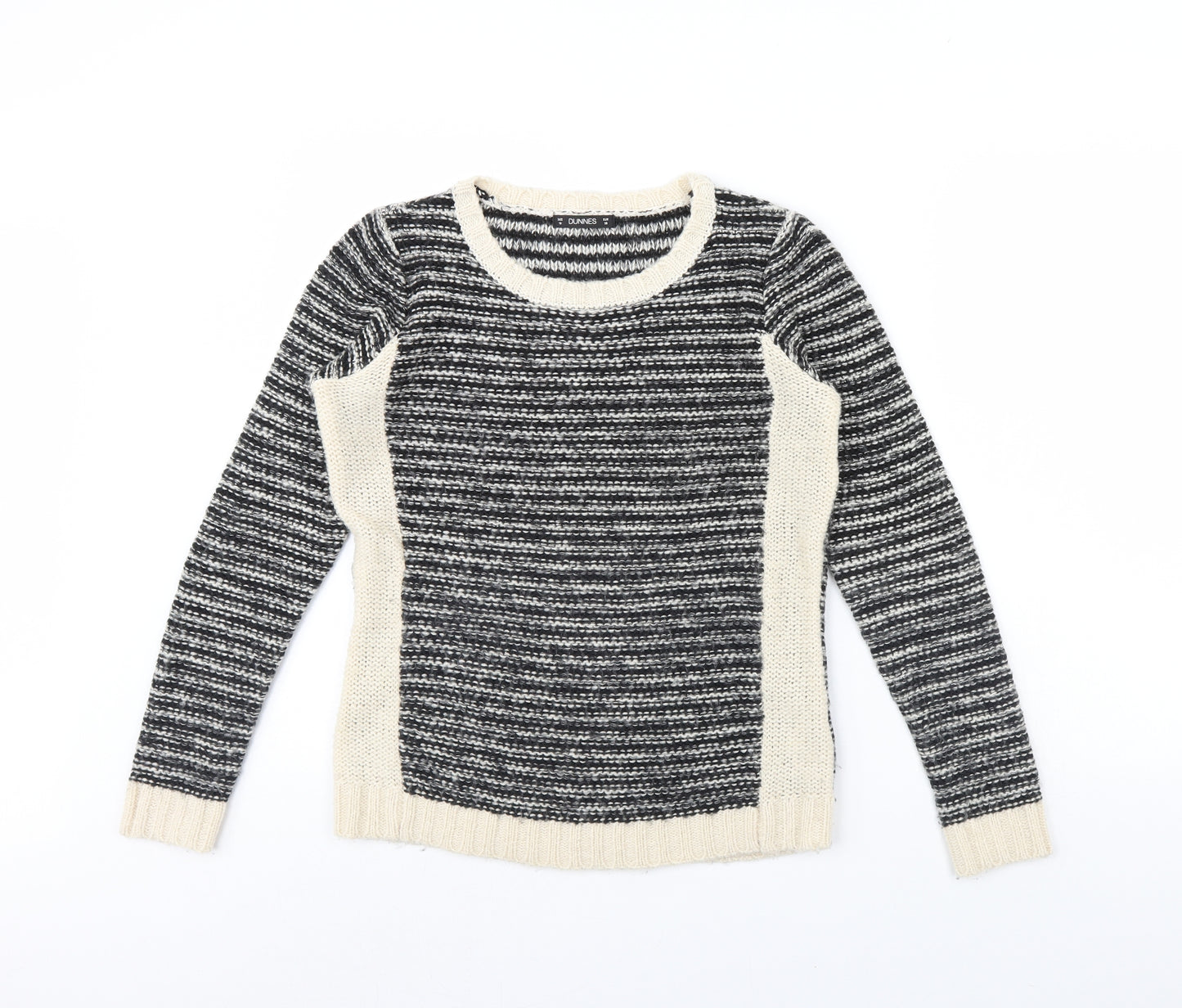 Dunnes Stores Womens Black Striped  Pullover Jumper Size 10