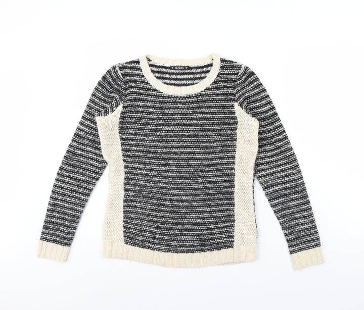 Dunnes Stores Womens Black Striped Pullover Jumper Size 10