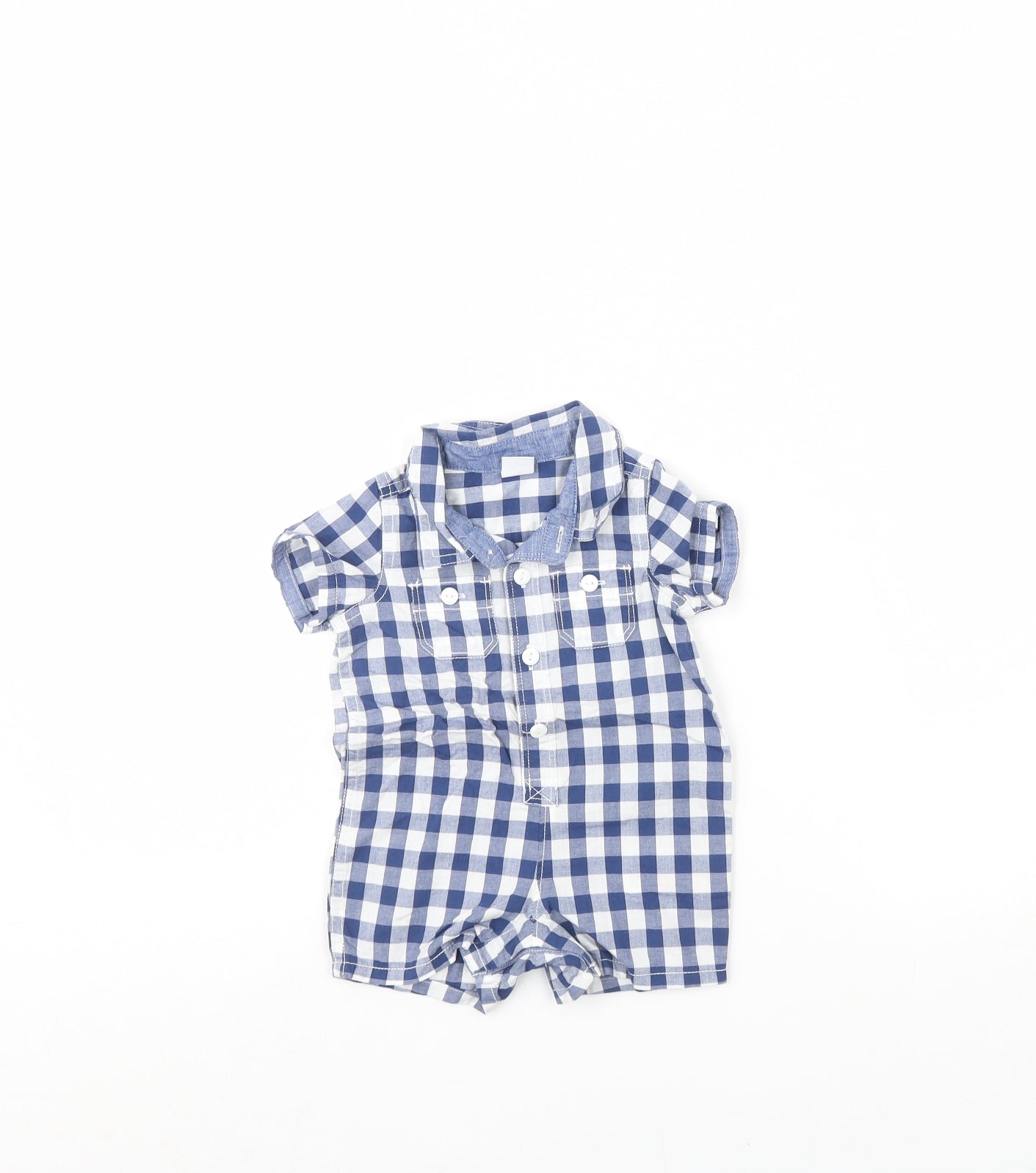 Gap Baby Blue Plaid  Babygrow One-Piece Size 0-3 Months