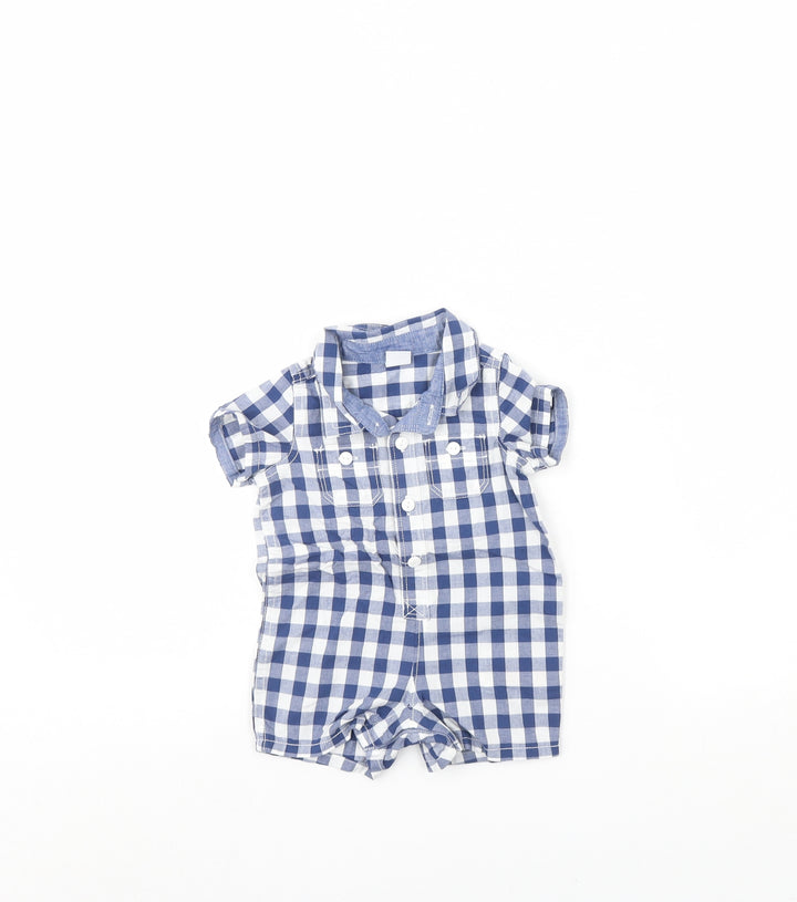 Gap Baby Blue Plaid  Babygrow One-Piece Size 0-3 Months