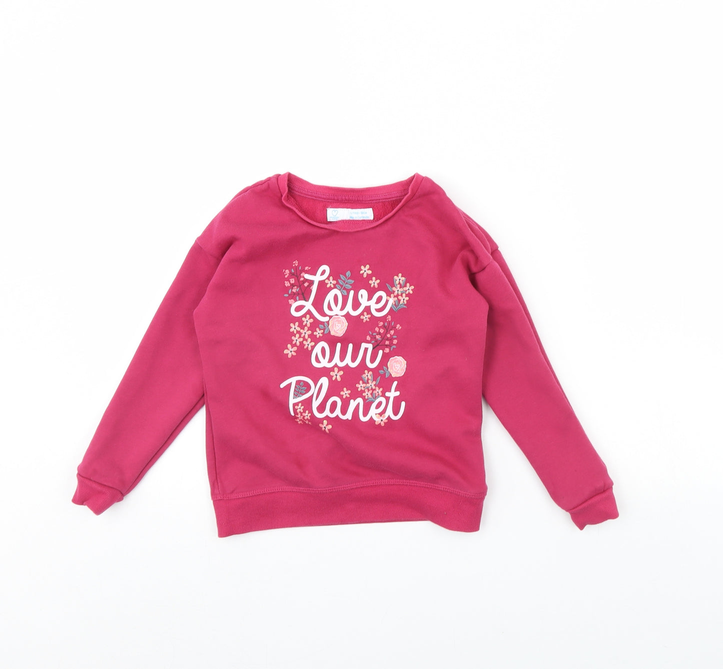 Primark Girls Pink   Pullover Jumper Size 6 Years  - Love Our Planet