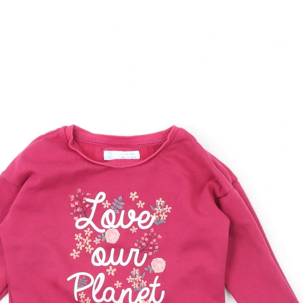 Primark Girls Pink   Pullover Jumper Size 6 Years  - Love Our Planet