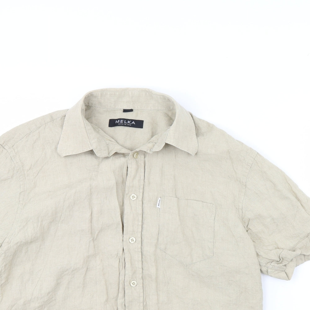 Melika Mens Beige    Dress Shirt Size M