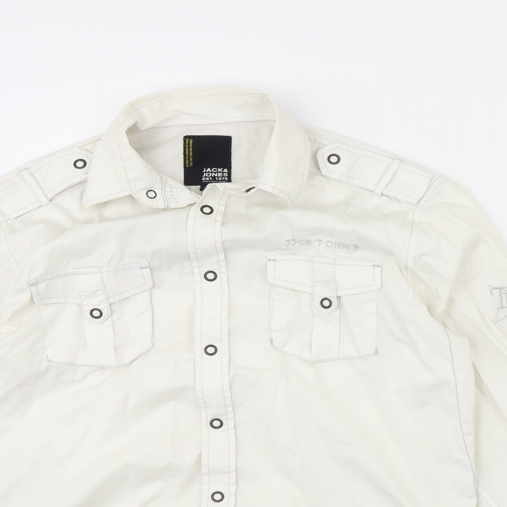 JACK & JONES Mens Ivory    Dress Shirt Size S