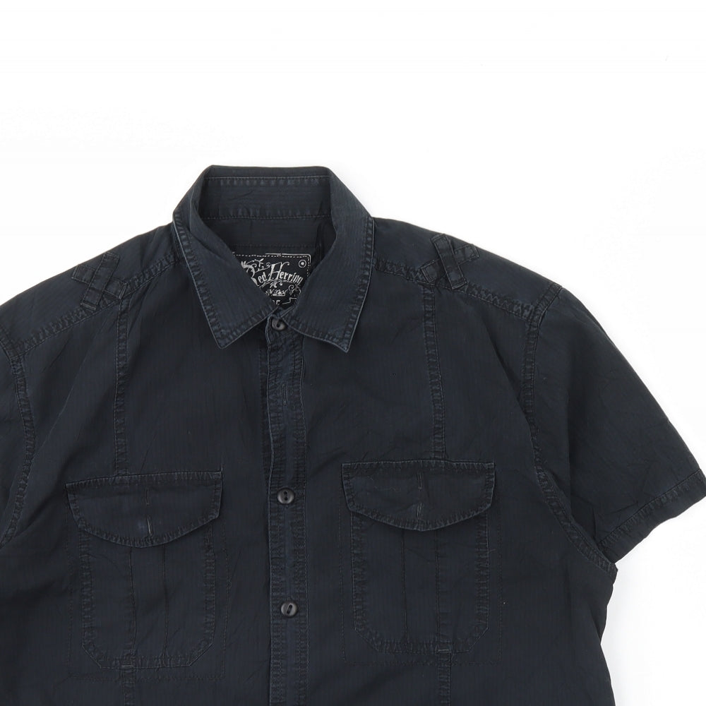 Red Herring Mens Black    Dress Shirt Size L